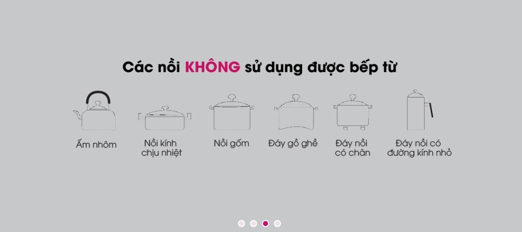 các nồi không sử dụng được với bếp từ