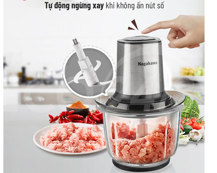 Nagakawa NAG0812 là máy xay thịt có lưỡi dao bằng inox 304 siêu bền