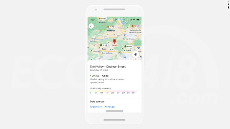 Tính năng mới của Google Map cho phép người dùng xem được chất lượng không khí xung quanh họ